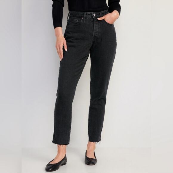 Old Navy OG Straight High Rise Secret Slim Jeans in Black women's size 14 - Picture 1 of 11
